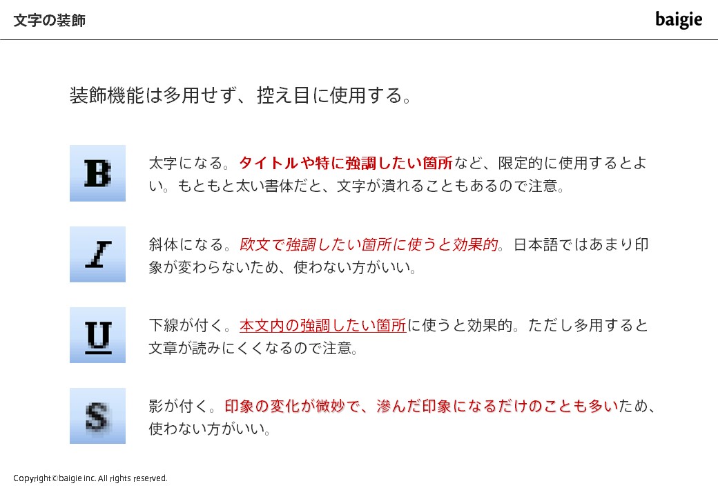 文字の装飾